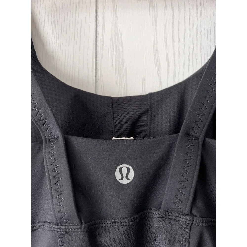 Lululemon Double Strap Black Athletic Tank Top With Built In Shelf Bra ~ Size 6